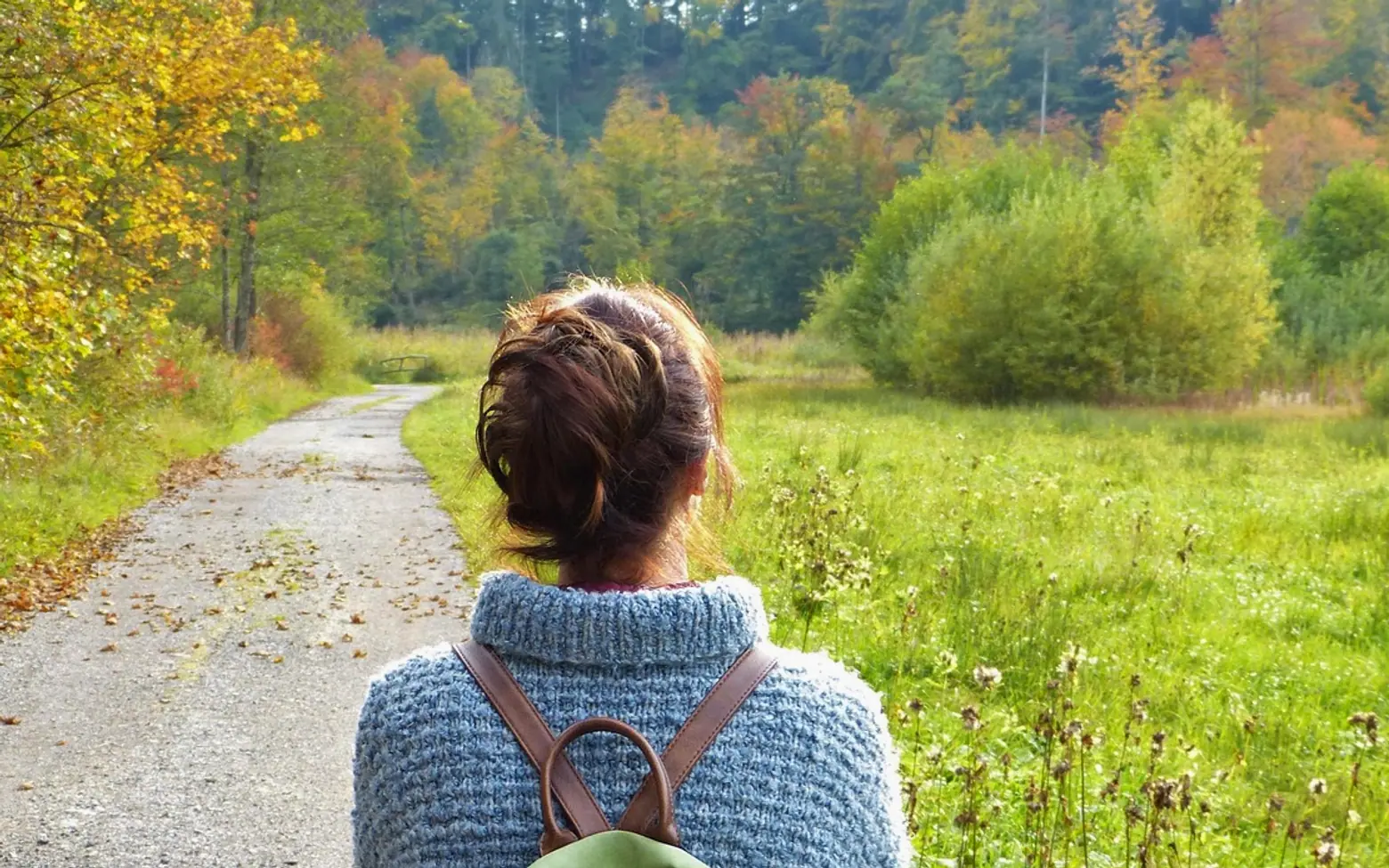 Woman, path and nature